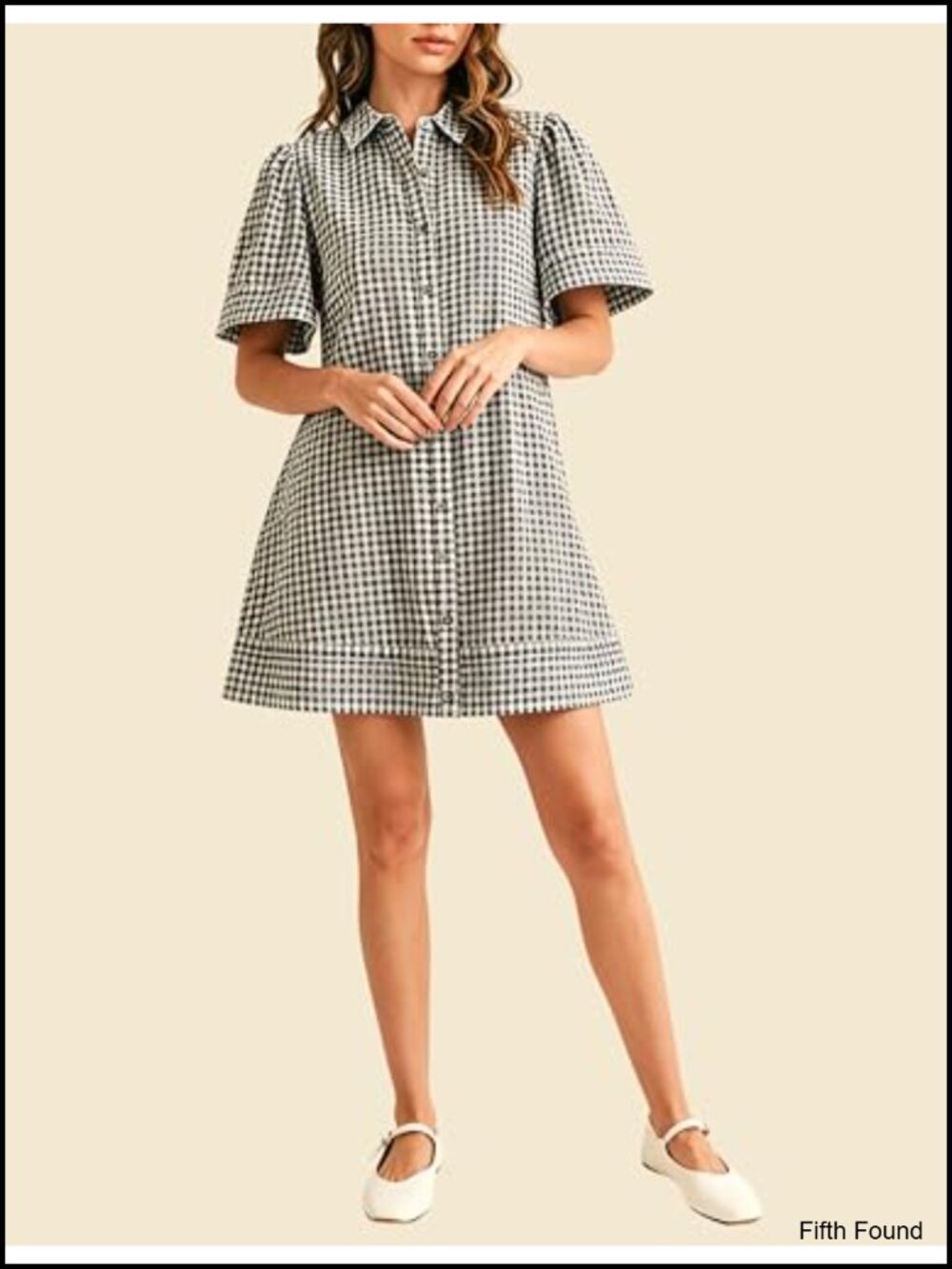 Women's Short Sleeve Button Down Mini Shirt Dress with Pocket Cotton - Picture 5 of 6
